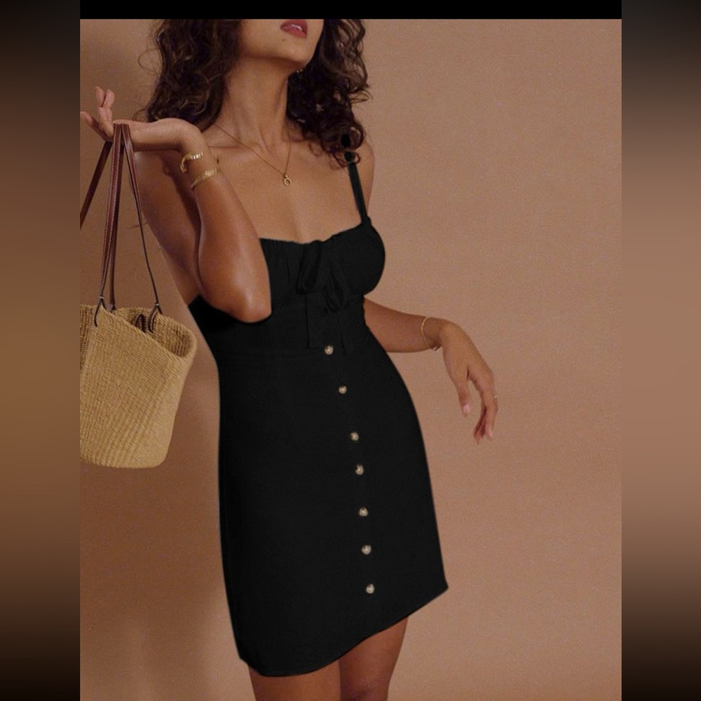 NWOT Commense  Black Button-Down Dress